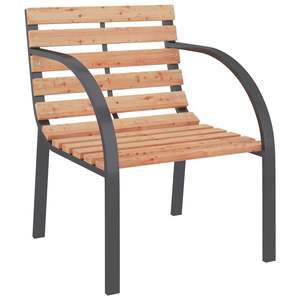 Juego de 2 sillas de jardín de madera marrón con estructura de acero, asiento y respaldo cómodos - Product Image 3