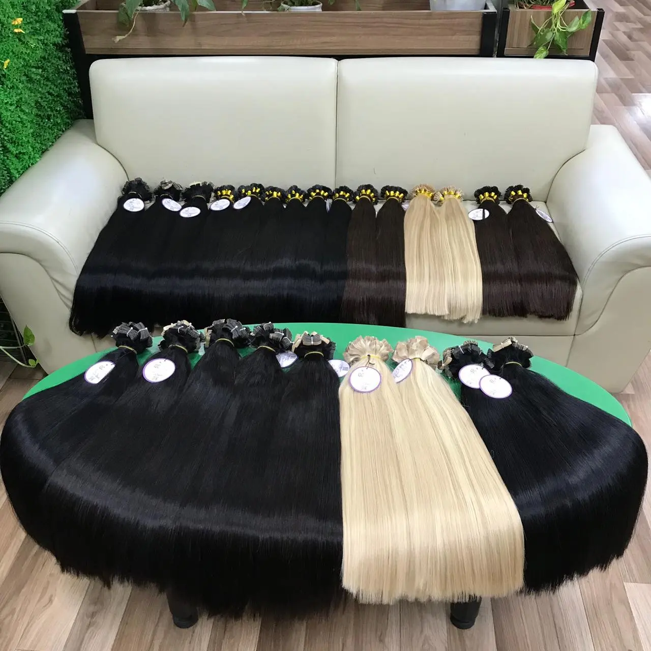 Grosir rambut perawan asli ditarik ganda gelombang alami pita keriting lurus keriting dalam ekstensi rambut 100% rambut manusia Aliexpress