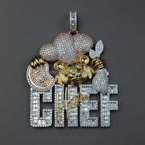 <b>Iced</b> <b>Out</b> Chef Pendant Hip Hop Necklace Custom Bling <b>Chain</b> Luxury Statement Jewelry Gift - Product Image 5