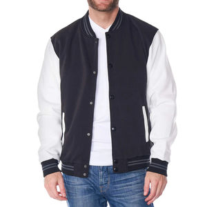 Blouson universitaire en toile tendance pour garçons du lycée, avec logo personnalisé sur le devant et col montant – Vente en gros - Product Image 1