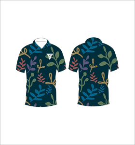 Polo pour homme bleu foncé à imprimé feuilles abstraites, manches courtes, chemise décontractée à la mode pour l'été - Product Image 6