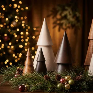 Modern Resin <b>Christmas</b> <b>Tree</b> Decor Set Miniature Pine Shape Tabletop Indoor Artificial Handmade Collection Waterproof - Product Image 6