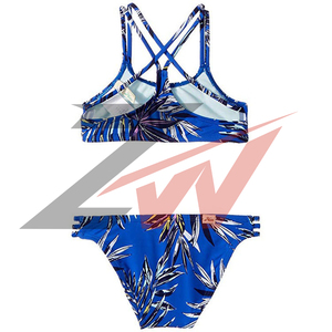 Conjunto de Bikini de Dos Piezas con Logotipo Personalizado, Corte Frontal con Lazos, para Niñas, Traje de Baño Deportivo para Niños, Fabricante OEM - Product Image 6