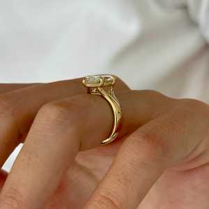 3 Carat Marquise E VVS2 Lab Grown Diamond Thick <b>Solitaire</b> <b>Ring</b> , 3.5MM Split Shank Cathedral Engagement <b>Ring</b> , IGI Certified - Product Image 3