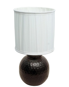 Latest design Hammered Bronze Table Lamp Modern Pleated <b>White</b> Fabric Shade Vintage Metal <b>Bedside</b> Light Nightstand Home Decor - Product Image 4