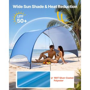 Tenda da Spiaggia Estiva per 4 Persone con Protezione Solare UPF 50+, Baldacchino Portatile, Borsa per il Trasporto, Picchetti da Terra, Leggera - Product Image 2