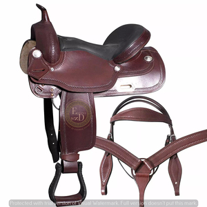 High Quality Customisable Genuine <b>Leather</b> Western Horse Saddle Wood/Plastic Tree for Barrel Trail Racing Pleasure Horse Sizes - Product Image 6