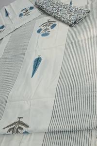 Hand Block Print Cotton Bedsheet with Pillow Covers |Botanical Print Bedding| Indian Handmade Bedspread | Soft Cotton Bed Sheet. - Product Image 3