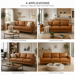 Modern Living Room Furniture 3 Seater Genuine Leather <b>Sofa</b> Comfortable Upholstered Couch for Contemporary Home Interiors - Product Image 5
