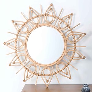 Nordic style rattan wall mounted <b>mirror</b> home decor creative design hanging decorative <b>mirrors</b> - Product Image 1