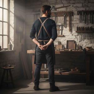 Tablier en cuir véritable de qualité supérieure pour la cuisine, le barbecue et le travail en cuisine, avec logo personnalisé, bretelles réglables, fournisseur en gros LPN-0312 - Product Image 3