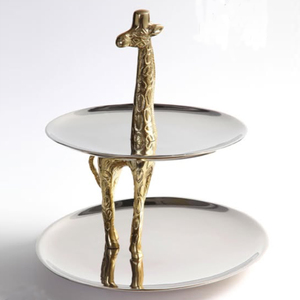 Présentoir à gâteaux moderne à deux niveaux en acier inoxydable, de qualité supérieure, élégant et fonctionnel, pour la décoration de tables d'hôtel et de mariage - Product Image 1