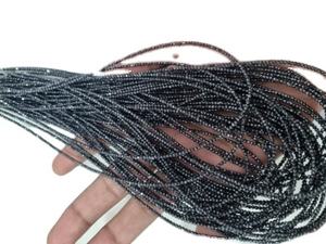 Perles de Moissanite noire 2 MM Perles de forme ronde Moissanite à facettes Collier de 16 perles de Moissanite en vrac - Product Image 2