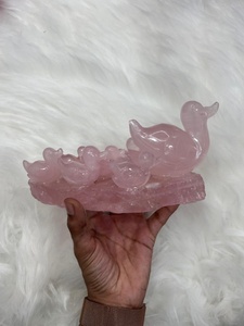 Patos Mandarín de Cuarzo Rosa, Familia de Cristales Naturales Tallados, Amor, Relación, Pareja, Sanación, Equilibrio del Chakra del Corazón, Boda - Product Image 1