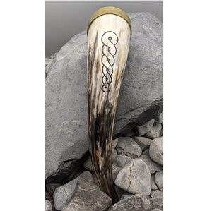 Beautifully Crafted Viking Pattern Engraved Drinking Horns Ideal Viking Supply Stores Antique Imitation Style Business Gift - Product Image 1