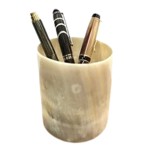 <b>Brush</b> Holder with Fancy Style Best Quality Horn Material New Arrival Luxury Bathroom Sets <b>Round</b> Brown Color - Product Image 3