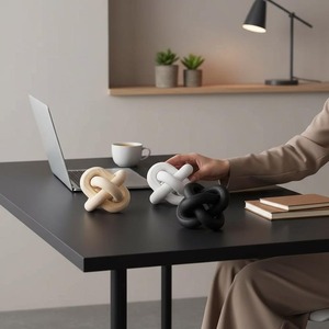 Chaîne rustique en bois à deux maillons, artisanat en bois pour la décoration intérieure, ornements de bureau en bois, objets décoratifs à boucle à deux anneaux - Product Image 6