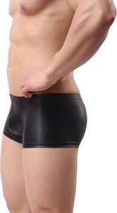 Shorts en cuir décontractés pour hommes, coupe ajustée, taille élastique, décoration boutonnée en toile, personnalisable - Product Image 4