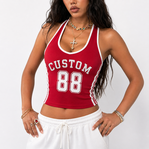 Camiseta Deportiva sin Mangas para Mujer, Estilo Fútbol Americano, Corte Ajustado, con Número Estampado, Venta al Por Mayor - Product Image 3