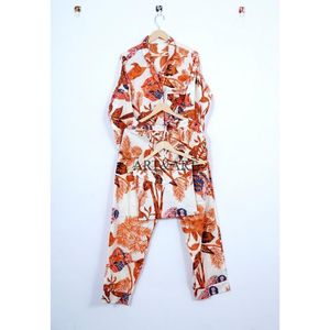 Conjunto de Pijama de Algodón 100% para Mujer, Cuello en V, Manga Larga, Estampado Floral, Ropa de Dormir Cómoda para Toda Temporada, Traje de Fiesta Perfecto - Product Image 5