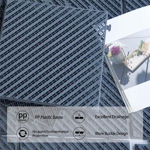 Baldosas de terraza de composite para todo tipo de clima, 12x12 pulgadas, entrelazadas, para exteriores, con diseño de rayas, de plástico, cuadradas, para patio. - Product Image 3