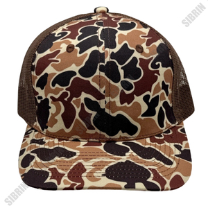 SIBRIN Custom Logo 7 Panel Trucker Hats Duck Camo Brown Mesh <b>Cap</b> Baseball <b>Flat</b> Brim <b>Caps</b> Outdoor Streetwear Spring <b>Summer</b> Sports - Product Image 1