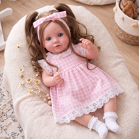 Poupée bébé réaliste Dara de 20 pouces, corps en vinyle souple et tissu, cheveux longs bruns bouclés, adorable et réaliste, prête à être expédiée