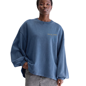 Sudaderas holgadas para mujer / Sudaderas de cuello redondo holgadas estilo streetwear para mujer - Sudaderas con hombros caídos para mujer - Product Image 1