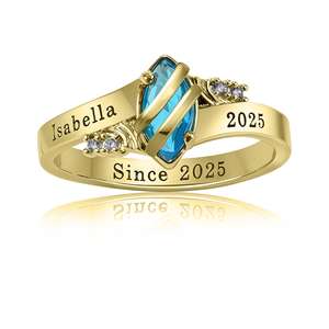 Anillo de Graduación Universitario Personalizado BOJ School Ring 052, Anillo de Colegio Secundario para Ella, con Piedra de Nacimiento, Plata 925, ¡Oferta! - Product Image 4