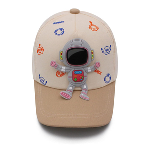 Linda Gorra de Béisbol con Apliques de Robot para Niños, Diseño de Dibujos Animados, Gorro de Algodón de 6 Paneles, Unisex, para Primavera y Verano, Uso Casual - Product Image 4