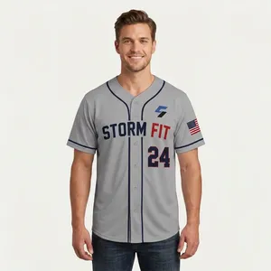Maillot de baseball pour homme Storm Fit à manches courtes, sublimé, respirant, coupe athlétique, vêtements d'équipe personnalisés - Product Image 3
