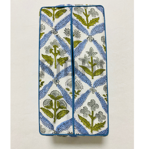 Ridhi Classic Eco-friendly Rectangle <b>Floral</b> Coastal Blue Ruffle Tissue <b>Box</b> Cover Napkin Holder Sleeve Facial Decorative for Home - Product Image 5
