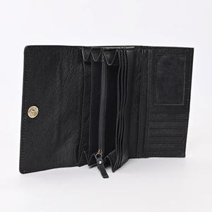 Portefeuille à trois volets en cuir de vachette pleine fleur aimant à rabat finition antique tendance poche latérale arrière ouverte outillage à la main sculpture porte-carte - Product Image 5