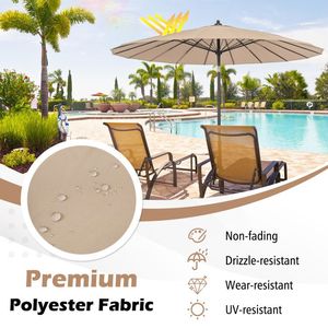 Ombrellone da Patio Rotondo da 2,7 m con 18 Stecche in Fibra di Vetro per Esterni, Spiaggia e Hotel - Product Image 6