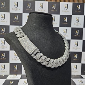 925 Sterling Silver <b>Iced</b> <b>Out</b> Cuban Link <b>Chain</b> VVS Moissanite Baguette Round Cut Hip Hop Necklace for Men - Product Image 3