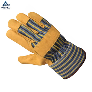 2026 Heavy-Duty Multi-Purpose Striped Canvas & Genuine Leather Safety <b>Gloves</b> for Construction & Material Handling Driver <b>Gloves</b> - Product Image 4
