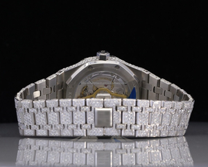 Edición limitada Iced Out VVS Clarity Moissanite Diamond Studded Oyester Reloj analógico de acero inoxidable blanco completo al menos precio - Product Image 4