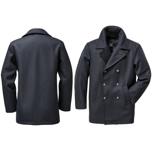 OEM Service Long Pea Coat Black Color Wool Fabric <b>Double</b> <b>Breasted</b> Lightweight Office Work Formal Pea Coat With Side Pocket - Product Image 5