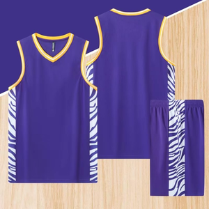 Breathable Sleeveless Men Basketball Jersey Set 100% <b>Polyester</b> Sublimated Print Geometric Pattern Elastic Waist <b>Shorts</b> - Product Image 5