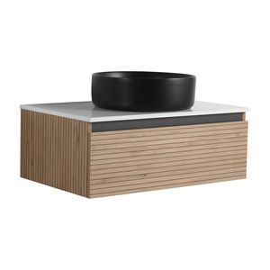 30-Inch Wall Mounted <b>Bathroom</b> <b>Vanity</b> with Black Art Ceramic Sink and 1 Soft Close Drawer KD Packing - Product Image 1