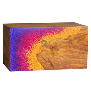 Urna Funeraria de Resina Epoxi y Madera, un monumento artístico moderno con un impresionante diseño de Galaxia al Atardecer de AYAANS - Product Image 6