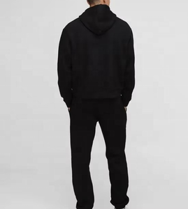 Venta caliente gimnasio Fitness chándales hombres sudor personalizado hombres chándal conjunto Casual deportes chándal pulóver Sudadera con capucha ajuste suelto Color negro - Product Image 2