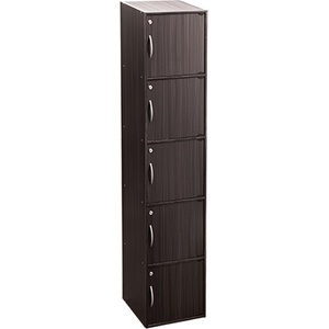Minimalist Light Cappuccino <b>Laminated</b> Board 5 Door Storage Cabinet with Lock Home Office Locker Organizer - Product Image 1