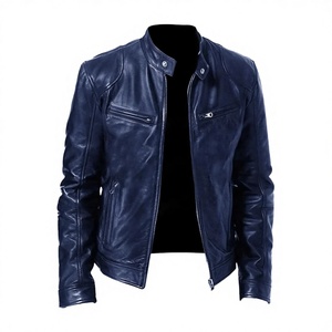 100% Black Genuine Leather Unisex Racer <b>Jacket</b> Waterproof Windproof Breathable Casual Winter Canvas Sport Fashion Front Best - Product Image 6