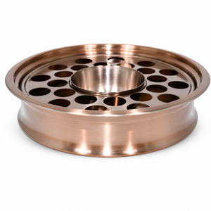 Plateau de service de communion en acier inoxydable finition cuivre, assiette de bénédiction ronde avec bol central pour usage religieux - Product Image 1