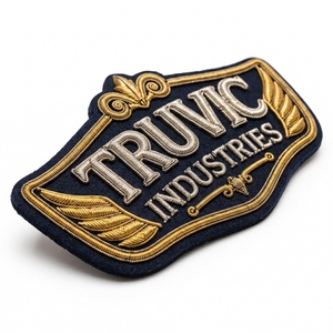 Most Selling Designer Badges High Quality Leather Chenille Bullion Embroidery Patches with Gold/<b>Silver</b> <b>Wire</b> for Hats and Collar - Product Image 4
