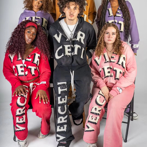 Custom Acid Wash Women's Purple Tracksuit Hoodie and Wide Leg Sweatpants Full Zipper Streetwear <b>Set</b> Letter Print Loose Fit 2026 - Product Image 6