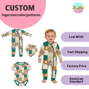 Roupas de Bebê de Bambu por Atacado, Pijamas Personalizados, Vestido de Bebê em Patchwork de Bambu, Conjunto de Macacão Coordenado - Product Image 1