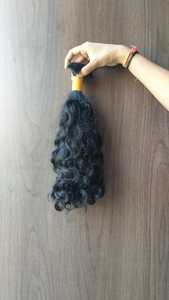 Cabello Humano Natural Rizado Negro Azabache 100% Virgen Sin Procesar de Templo Indio para Exportación a Granel - Product Image 2