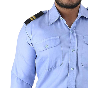 Ensemble uniforme professionnel d'agent de sécurité avec chemise à manches longues, pantalon formel, épaulettes et poches fonctionnelles sur la poitrine - Product Image 1